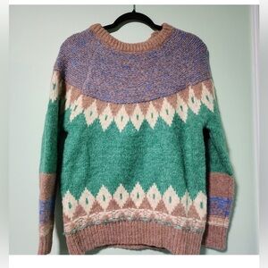 Macaron Multicolor Geometric Patterned Sweater NEW